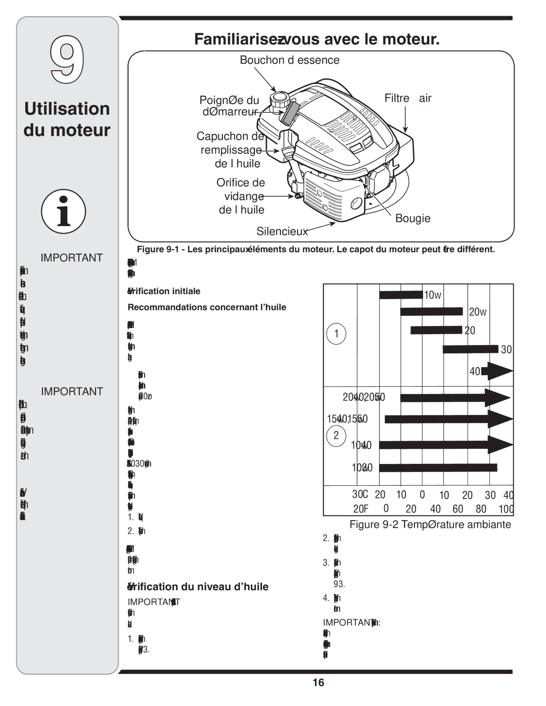 MTD Series 54M warranty Moteur le avec vous-Familiarisez, ’huile niveau du Vérification, ’huile concernant Recommandations 