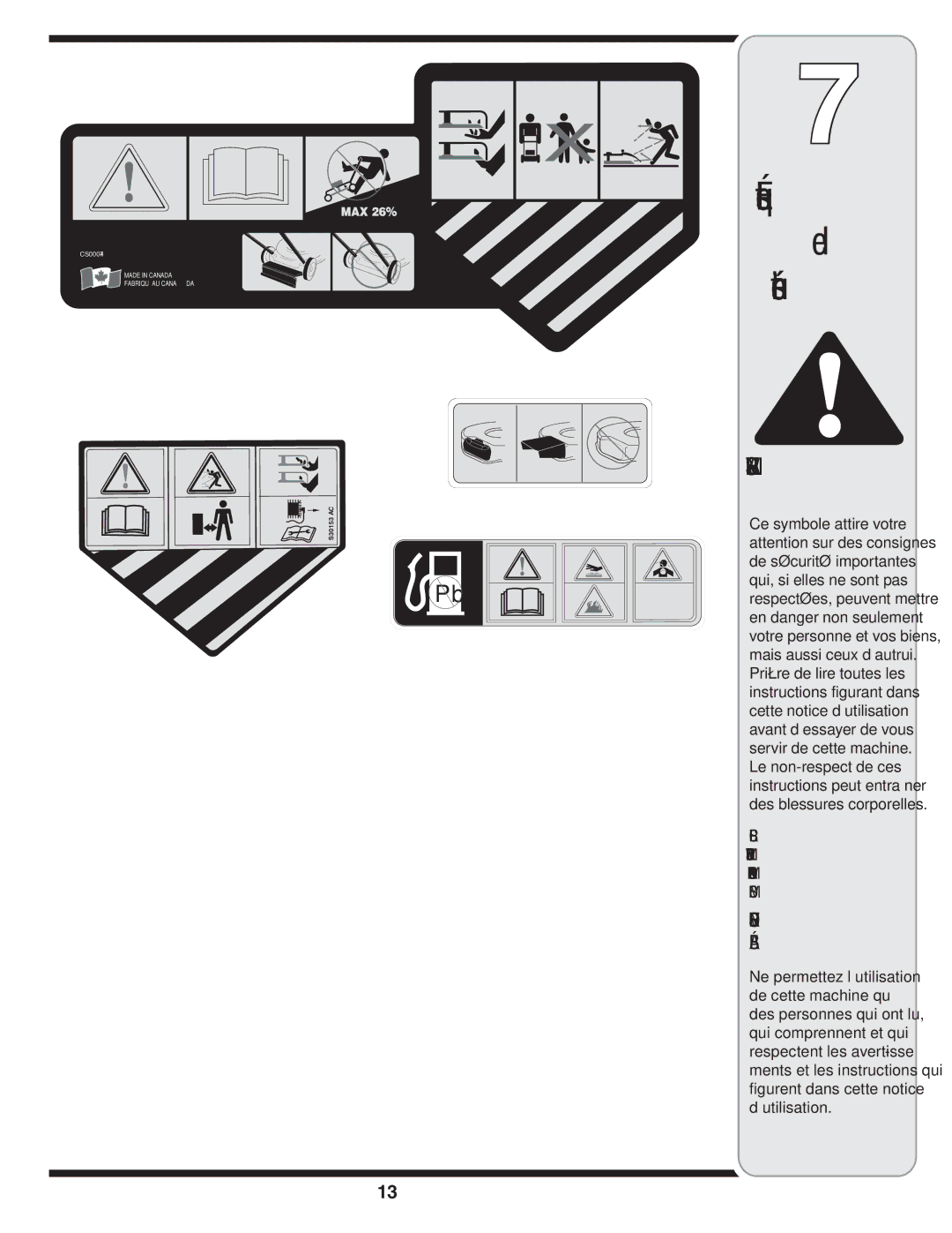 MTD Series 54M warranty Sécurité de Étiquettes, Sabilité -RESPON Votre 