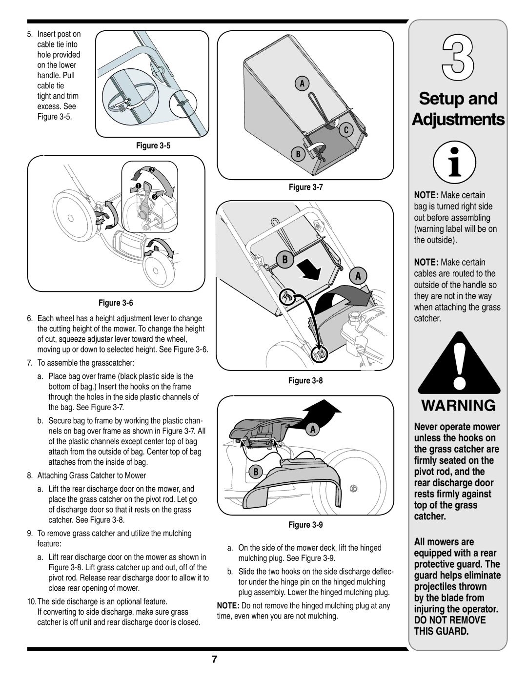 MTD Series 54M warranty Adjustments 