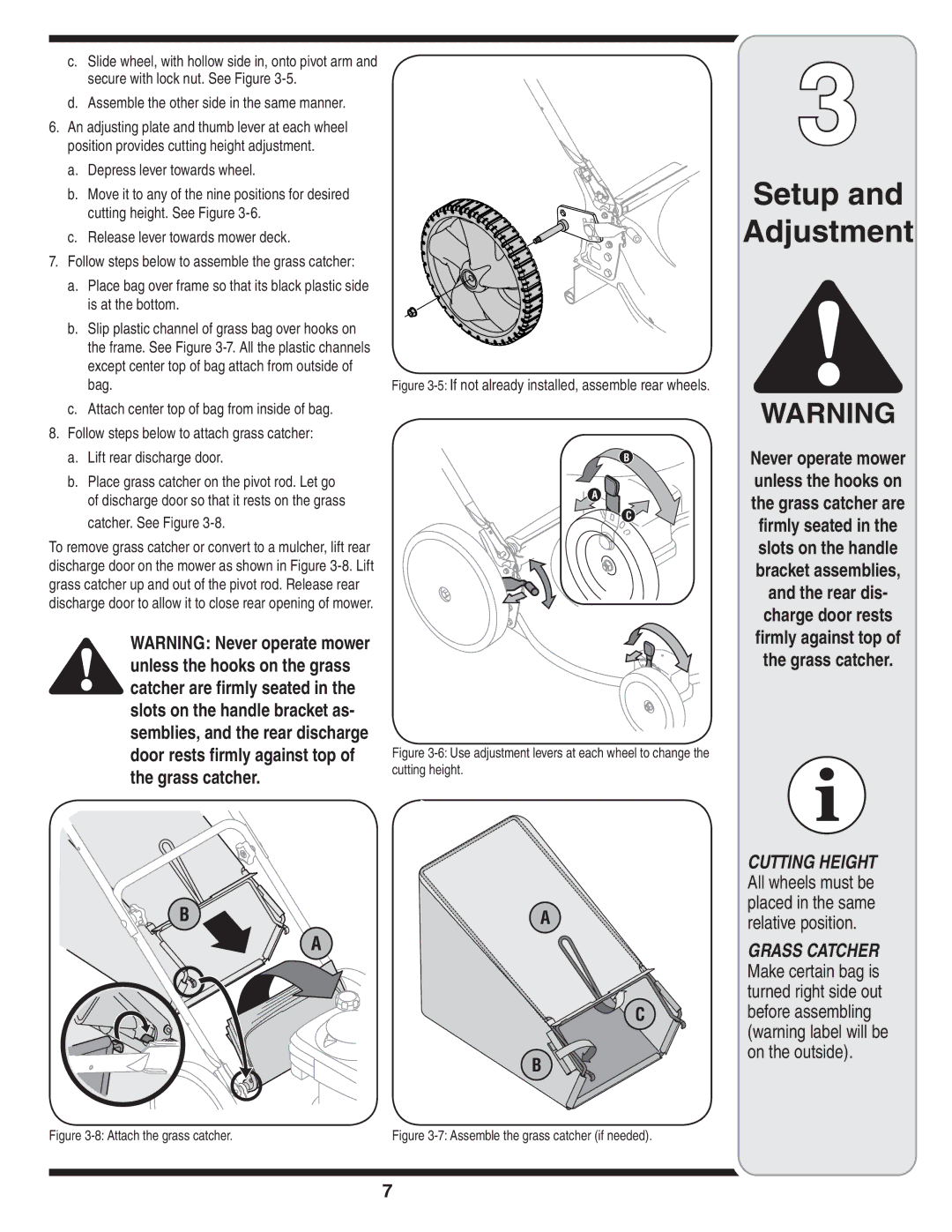 MTD Series 580 warranty Firmly against top Grass catcher, 5If not already installed, assemble rear wheels 