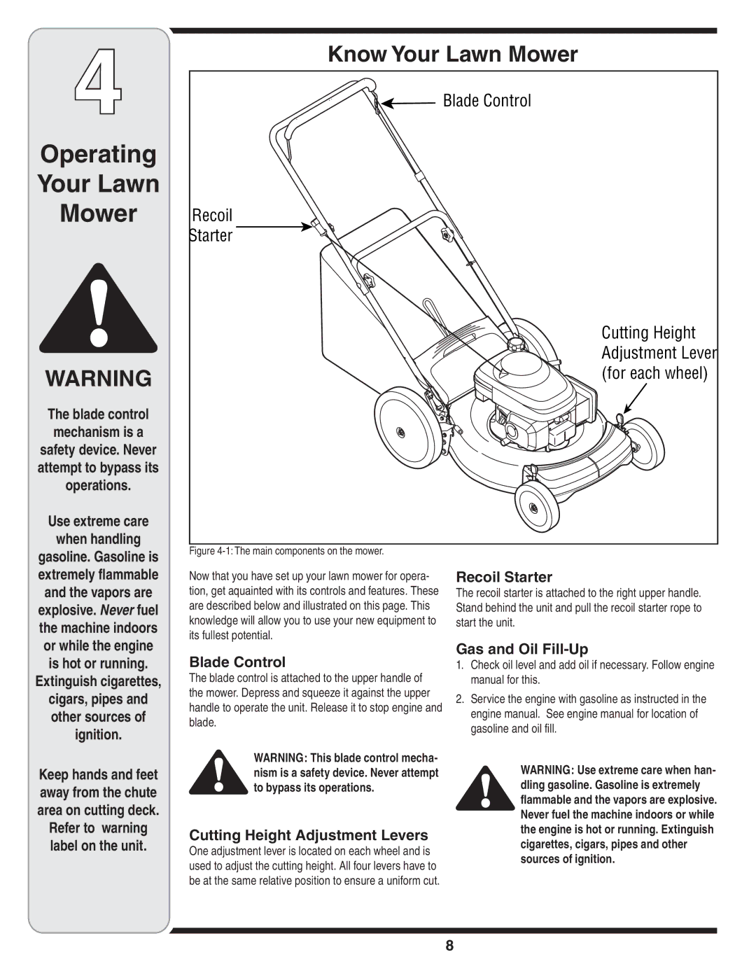 MTD Series 580 warranty Operating Your Lawn Mower, Know Your Lawn Mower 