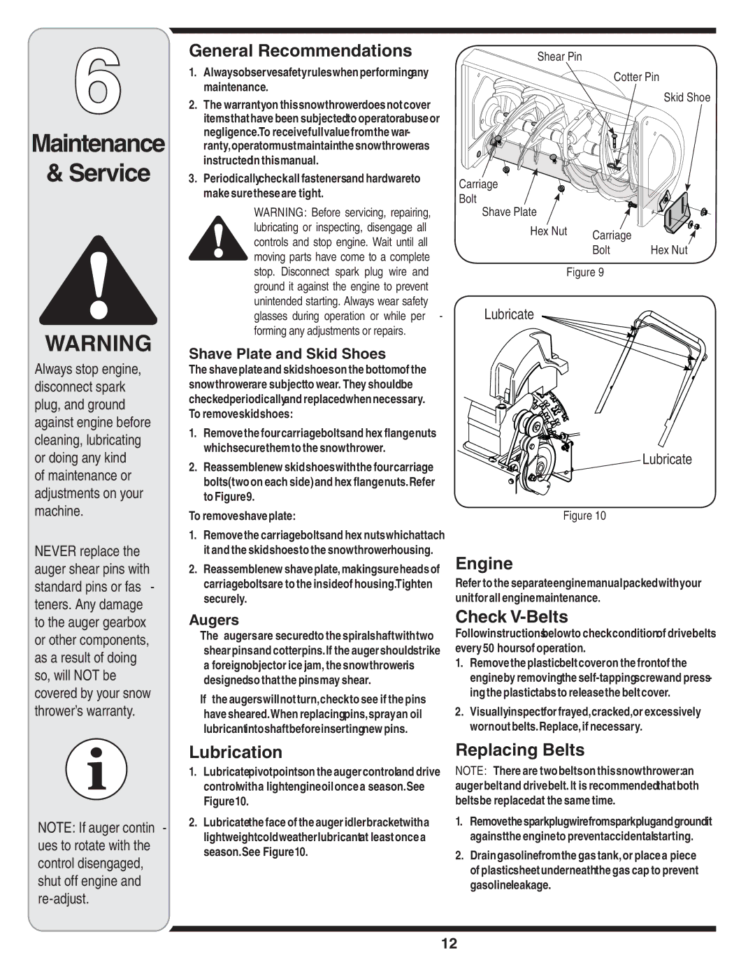 MTD Style L manual Maintenance Service 