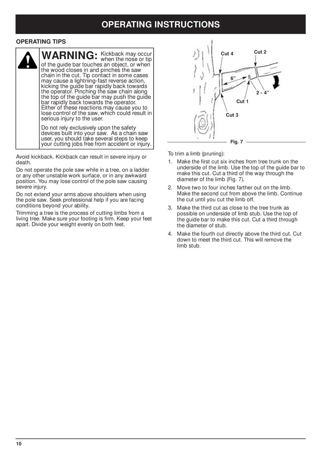 MTD TBPS manual Operating Tips 