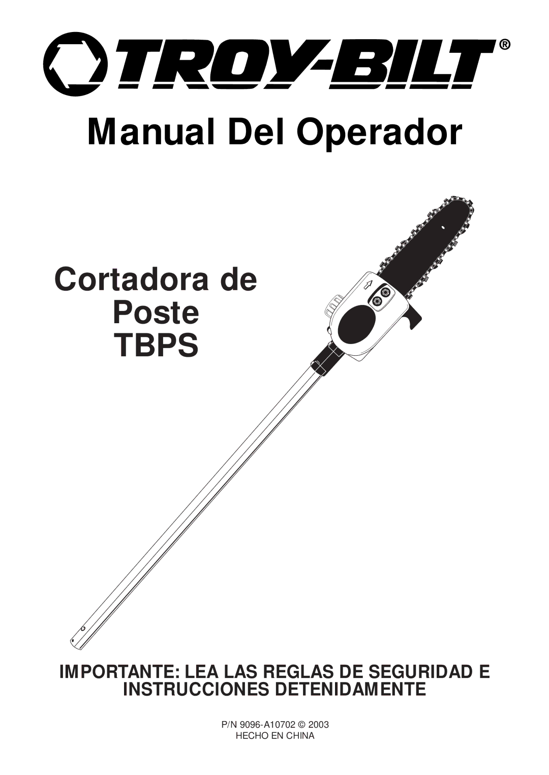 MTD TBPS manual Manual Del Operador 