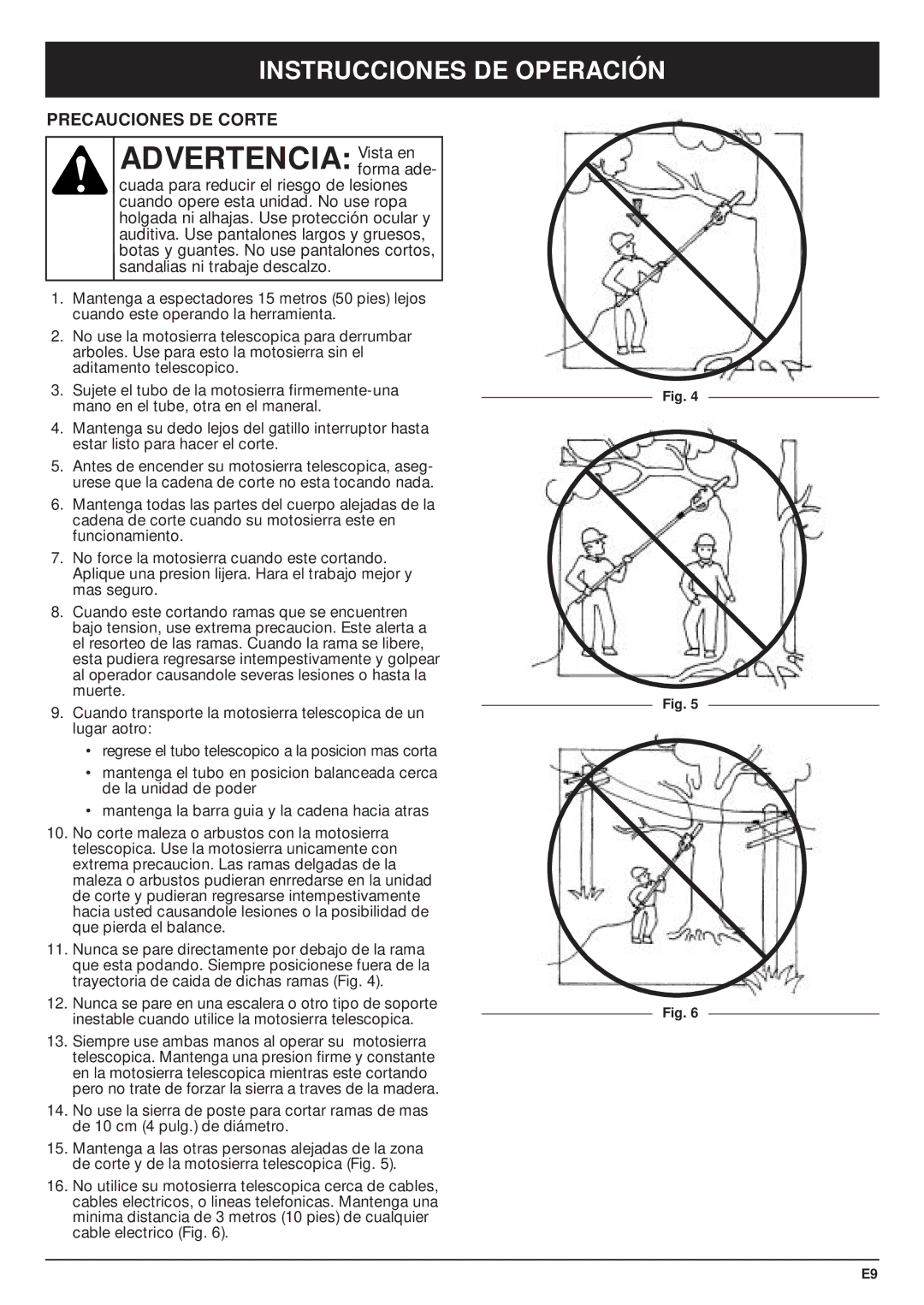 MTD TBPS manual Advertencia Vista en, Precauciones DE Corte 