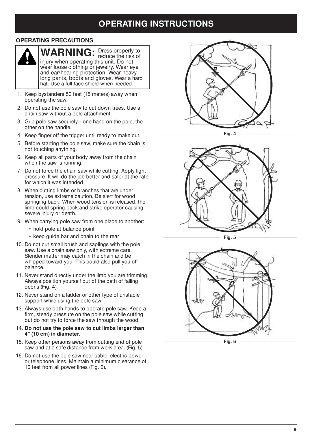 MTD TBPS manual Operating Precautions 