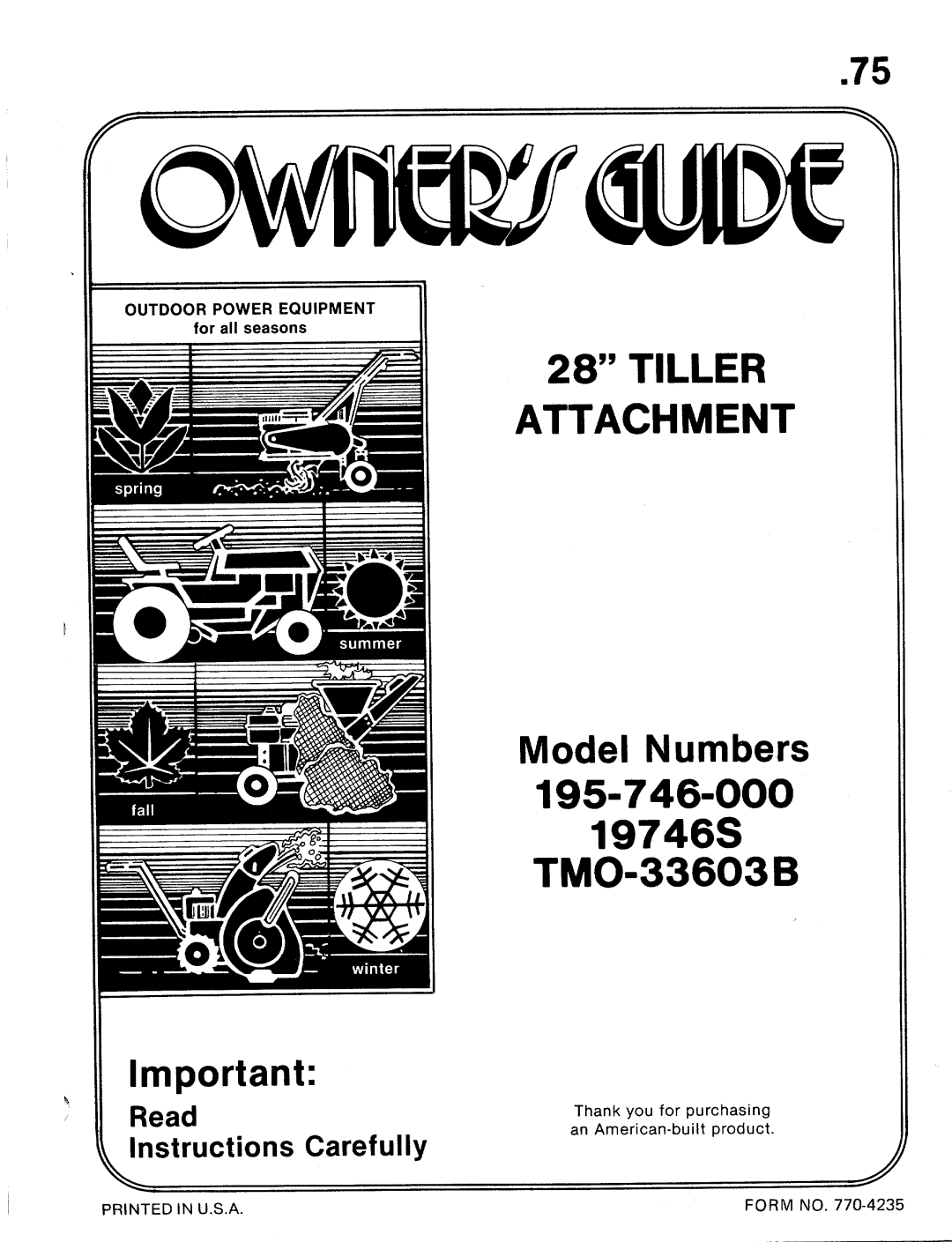 MTD 195-746-000, TMO-33603B, 19746S manual 