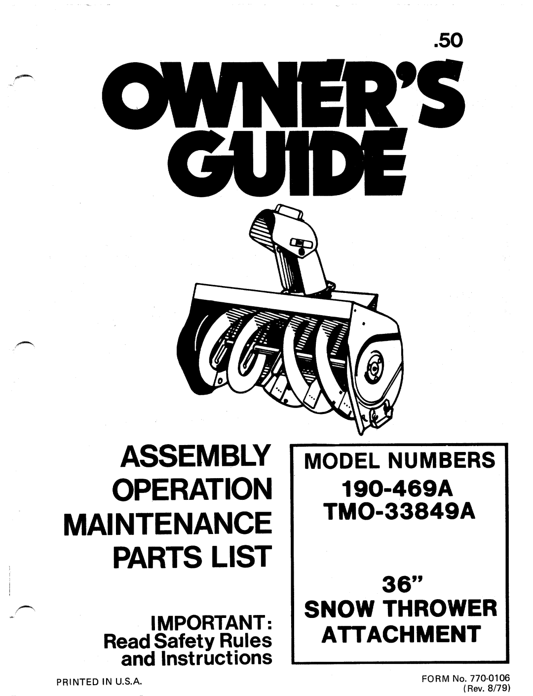 MTD 190-469A, TMO-33849A manual 