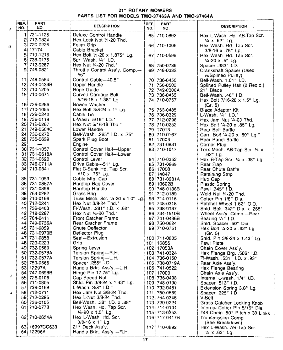 MTD TMO-37463A, TMO-37464A manual 