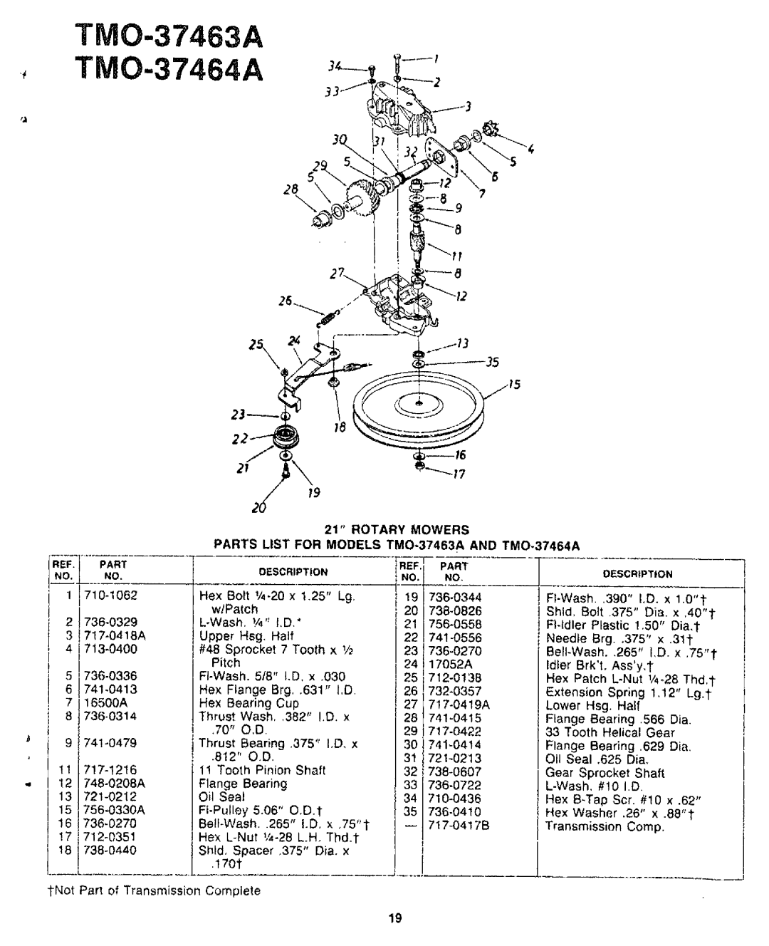 MTD TMO-37463A, TMO-37464A manual 