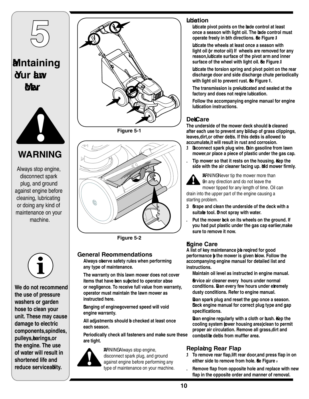 MTD V560 warranty Maintaining Your Lawn Mower 