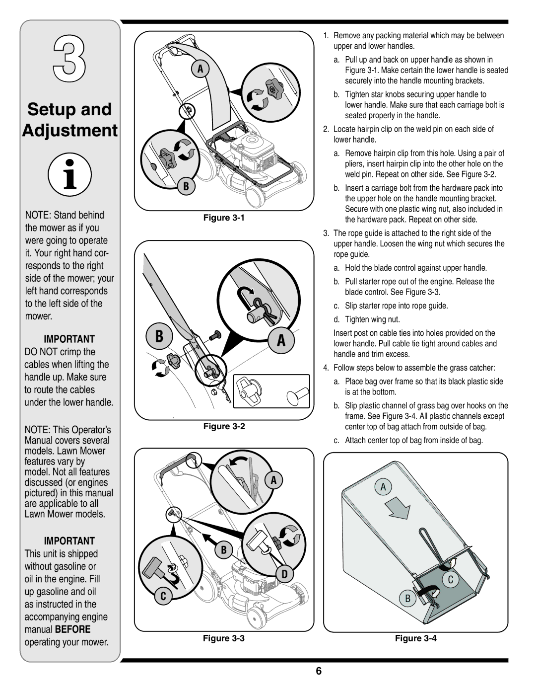 MTD V560 warranty Setup Adjustment, Under the lower handle 