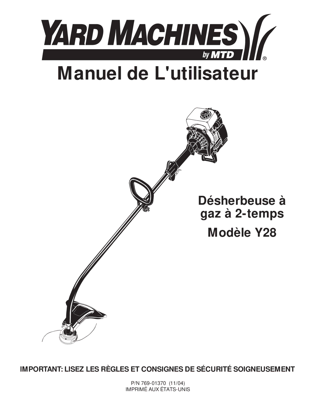 MTD Y28 manual Manuel de Lutilisateur 