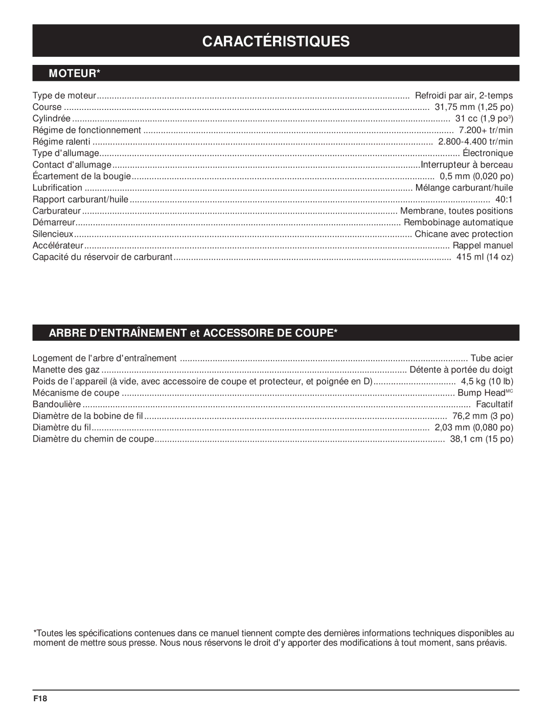 MTD Y28 manual Caractéristiques, Moteur 