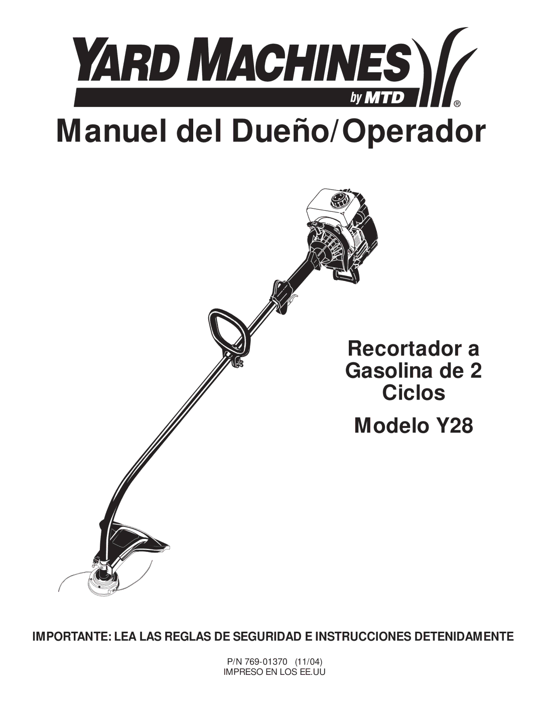 MTD Y28 manual Manuel del Dueño/Operador 