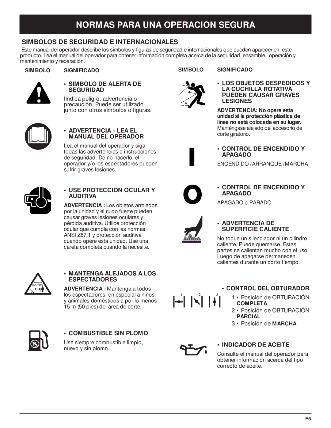 MTD Y28 manual Simbolos DE Seguridad E Internacionales 