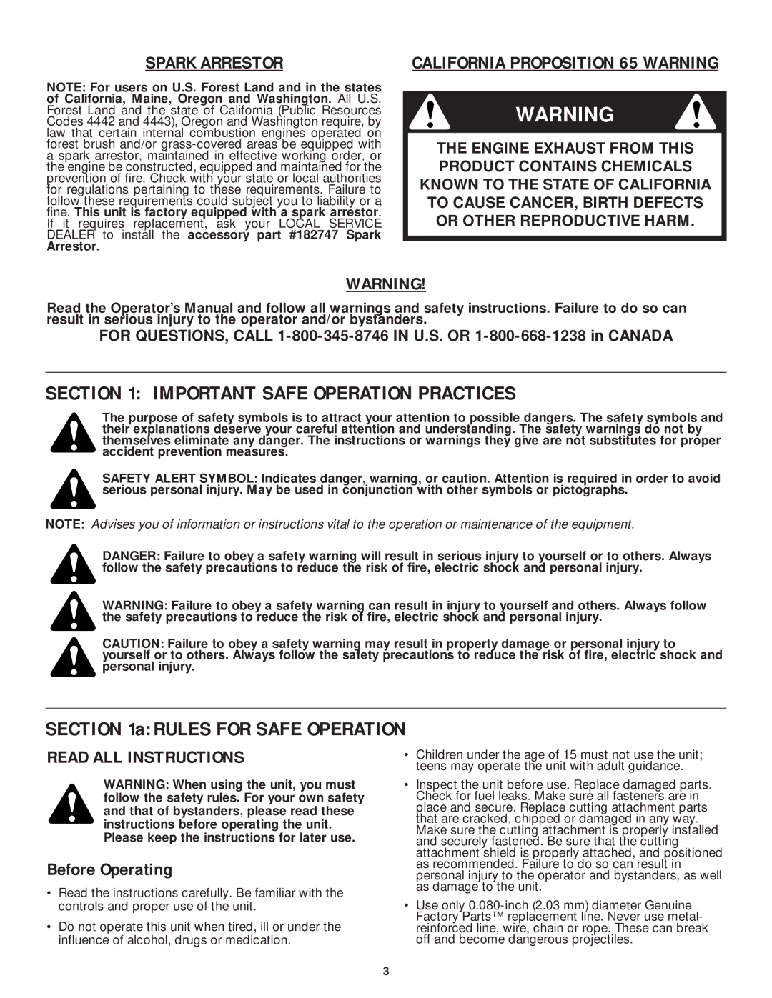 MTD YM75 manual Important Safe Operation Practices, Before Operating 