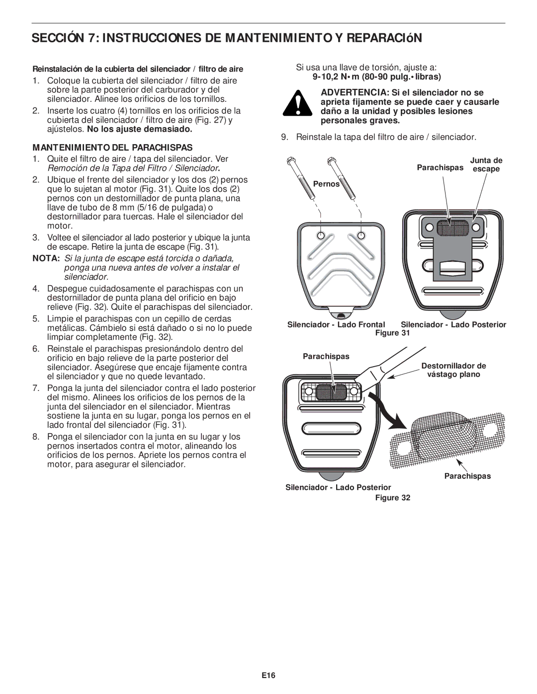 MTD YM75 manual Mantenimiento DEL Parachispas 