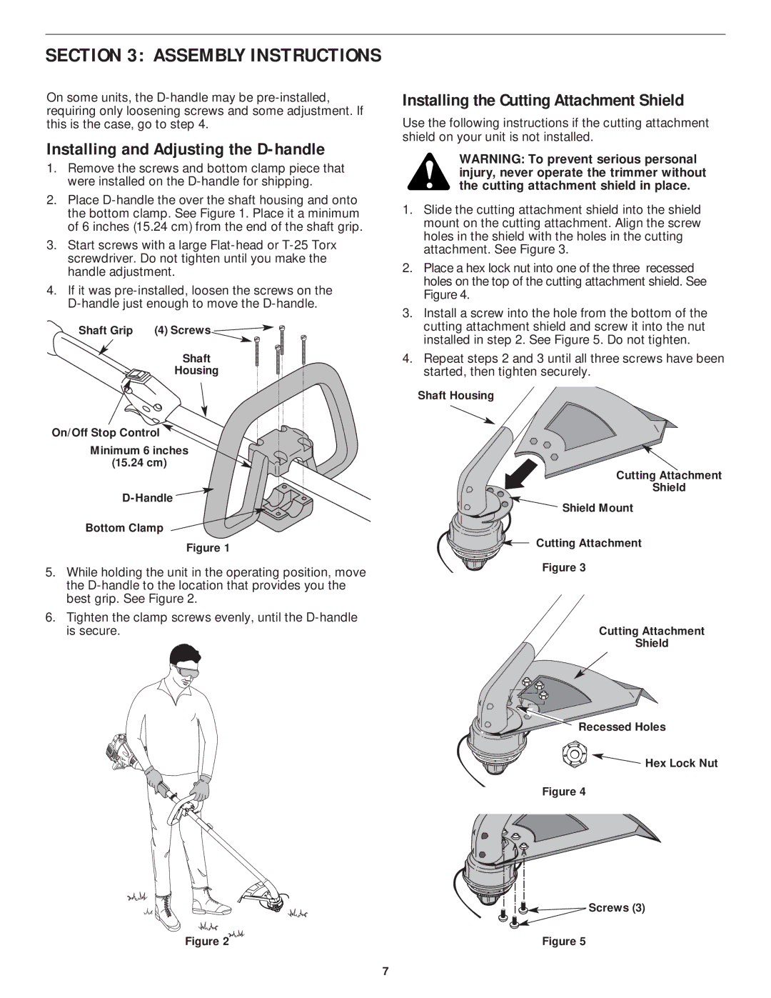 MTD YM75 manual Installing and Adjusting the D-handle, Assembly Instructions 