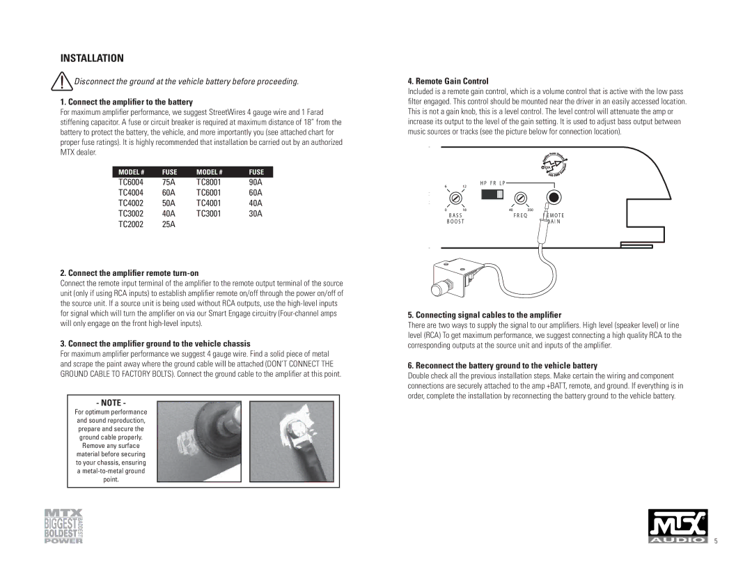 MTX Audio 801D, 1501D owner manual Installation 