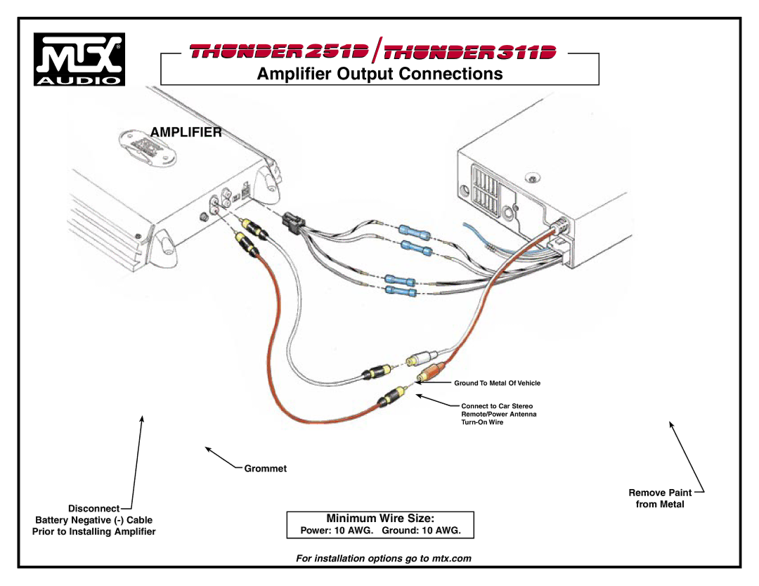 MTX Audio 311B, 251B manual Amplifier Output Connections 