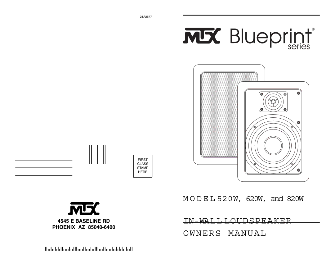 MTX Audio 820W, 520W owner manual IN-WALL Loudspeaker 