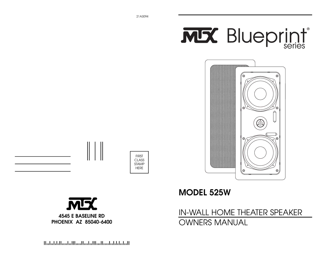 MTX Audio owner manual Model 525W, Baseline RD 