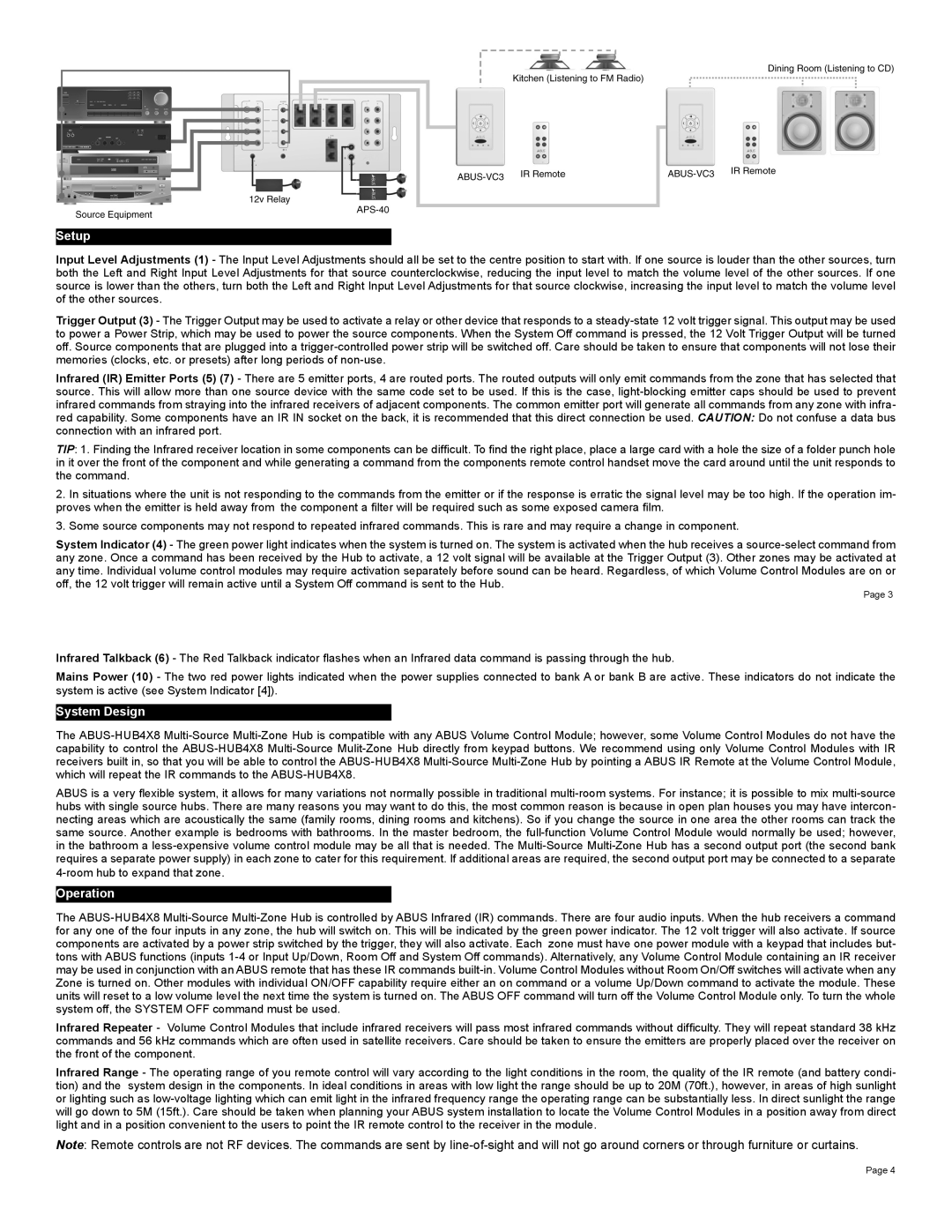 MTX Audio ABUS-HUB4X8 warranty Setup, System Design, Operation 