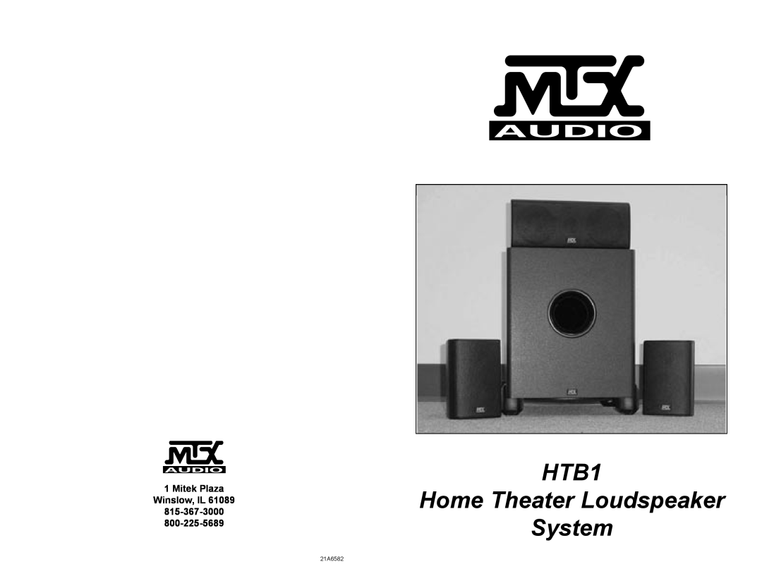 MTX Audio manual Mitek Plaza Winslow, IL, HTB1 Home Theater Loudspeaker System, 21A6582 