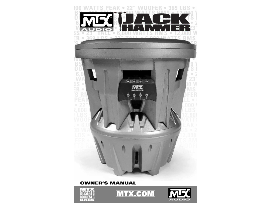 MTX Audio JackHammer owner manual Mtx.Com 