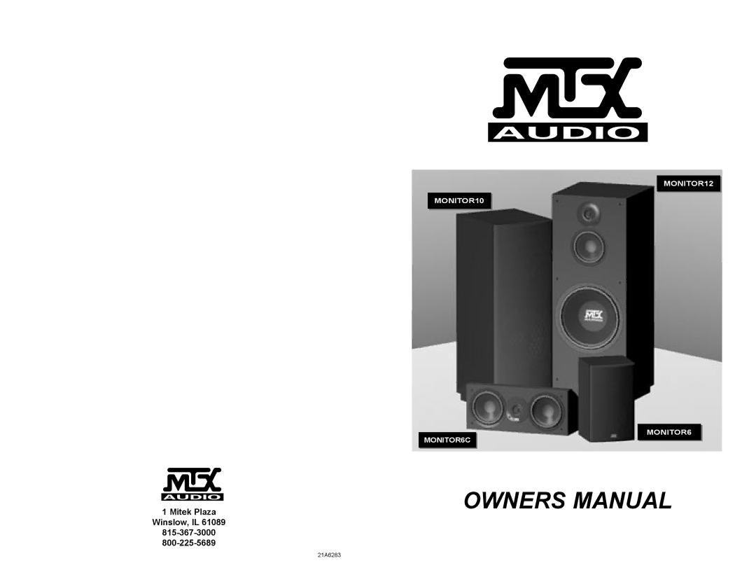 MTX Audio MONITOR10, MONITOR12, MONITOR6C, MONITOR6 owner manual Mitek Plaza Winslow, IL 