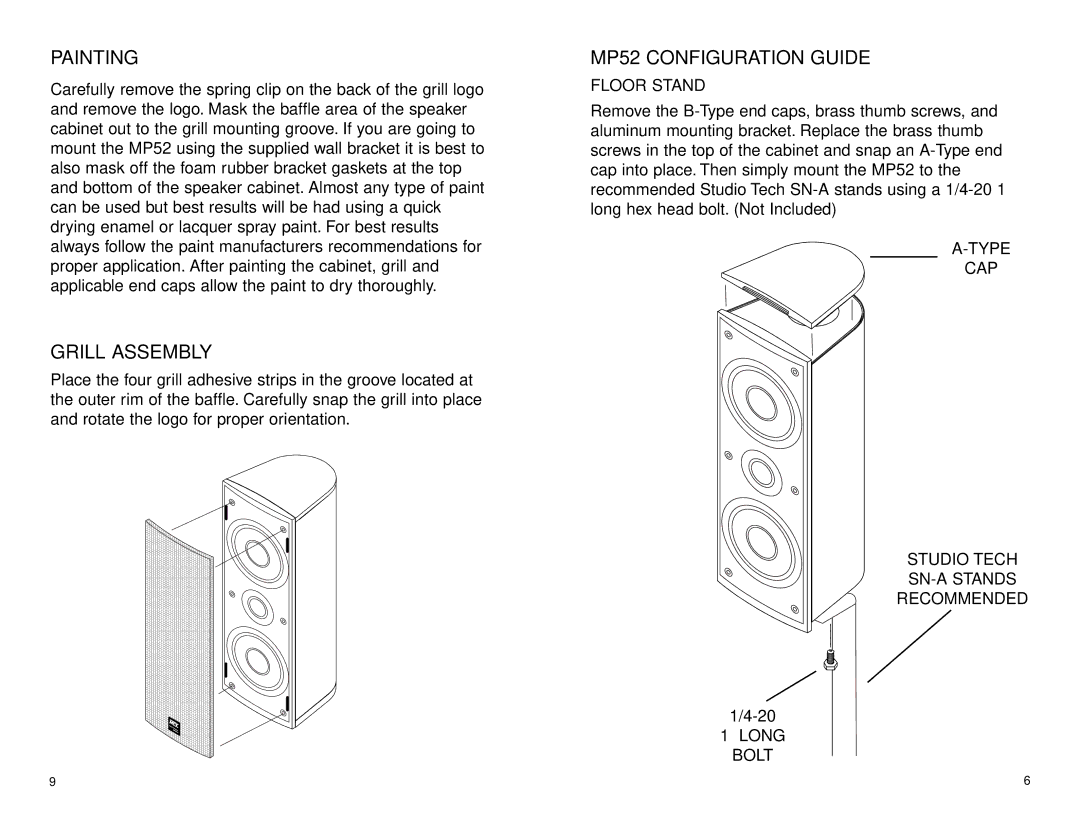 MTX Audio MP52B owner manual Painting, Grill Assembly, Floor Stand 