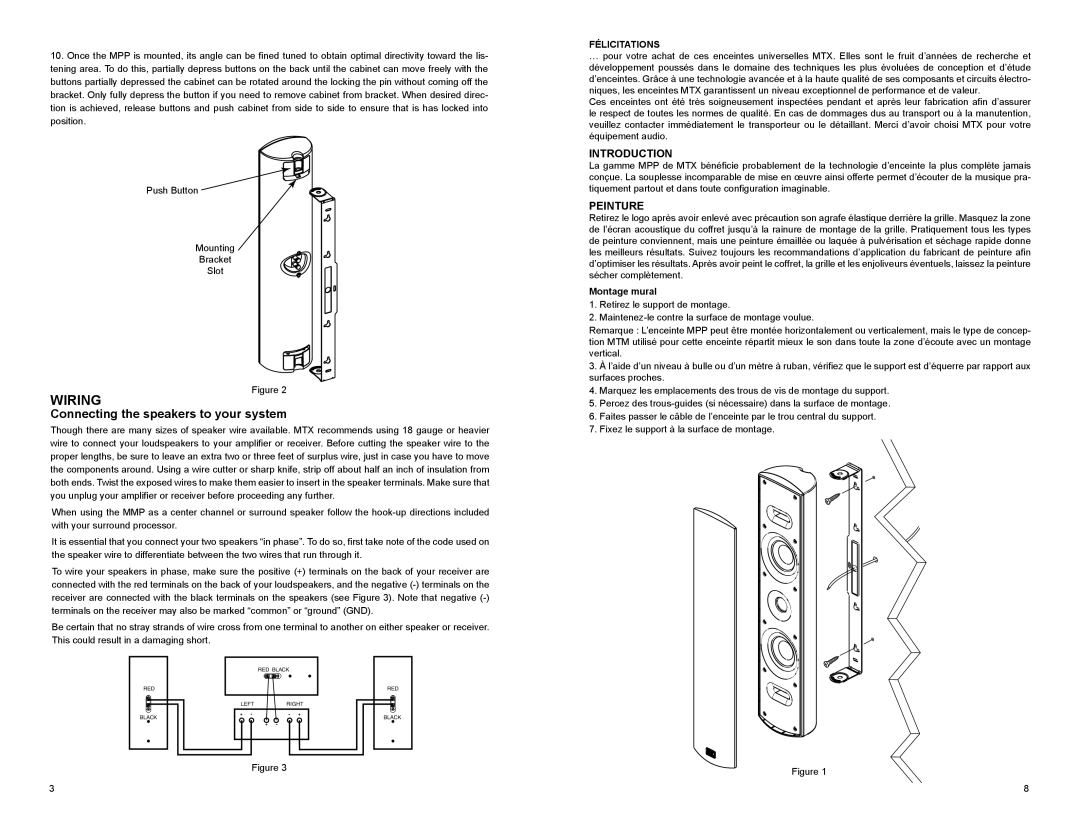 MTX Audio MPP4100, MPP4200 Wiring, Connecting the speakers to your system, Introduction, Peinture, Félicitations 