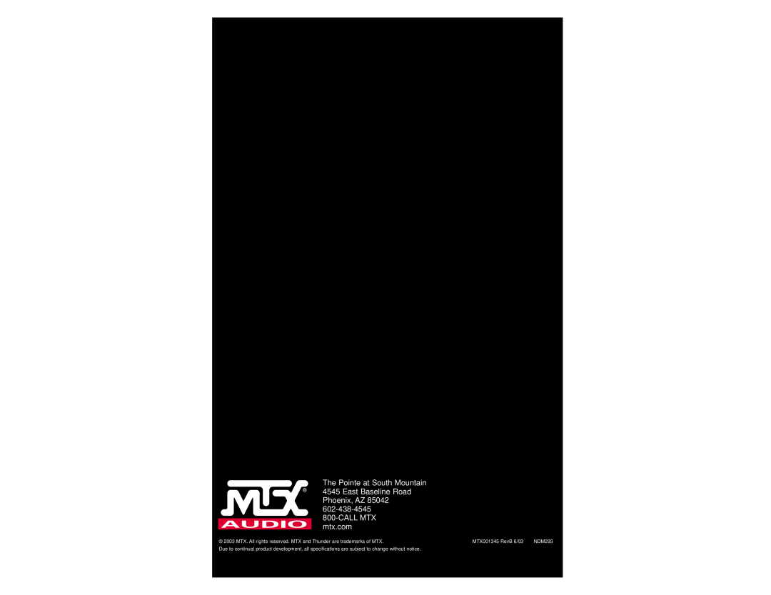 MTX Audio POWER AMPLIFIE owner manual 