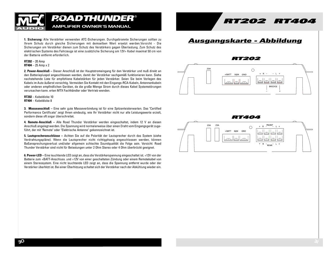 MTX Audio RT202 RT404 owner manual Ausgangskarte Abbildung 