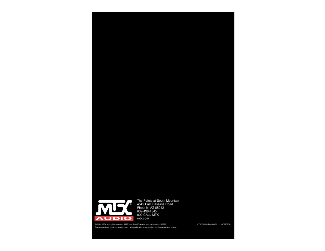 MTX Audio RT202 RT404 owner manual 