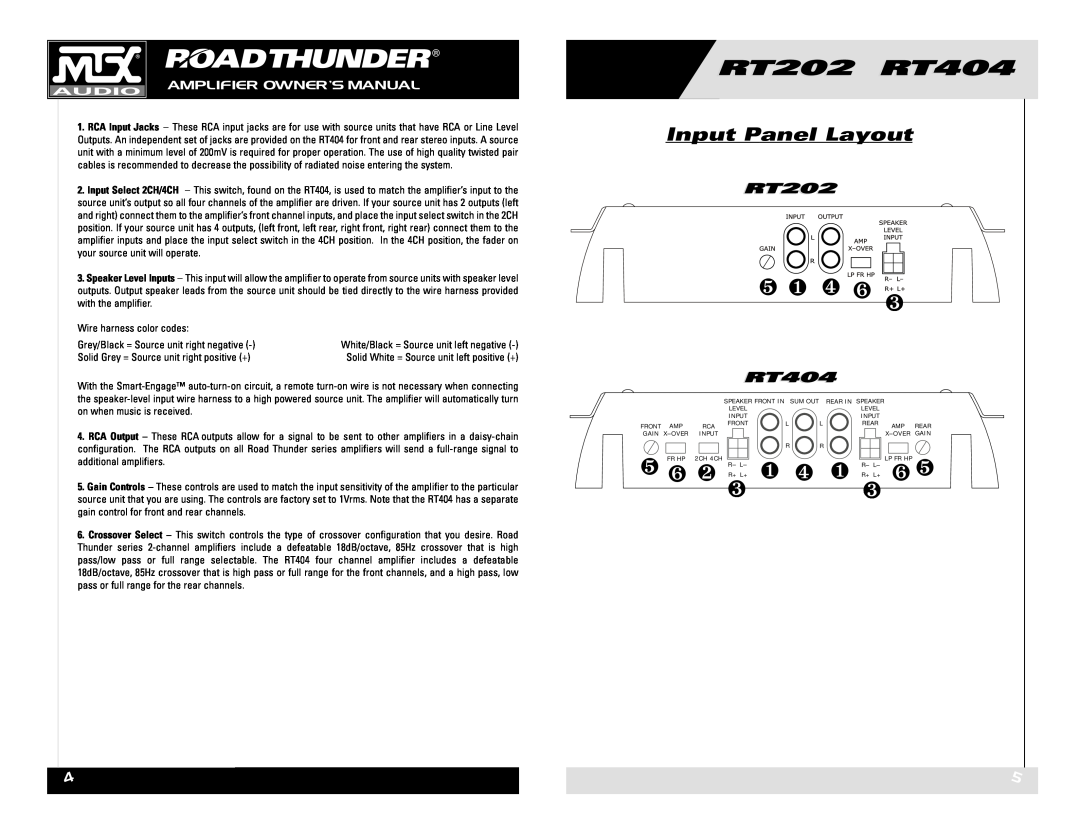 MTX Audio RT202 RT404 owner manual ❺ ❶ ❹ ❻ ❸ 
