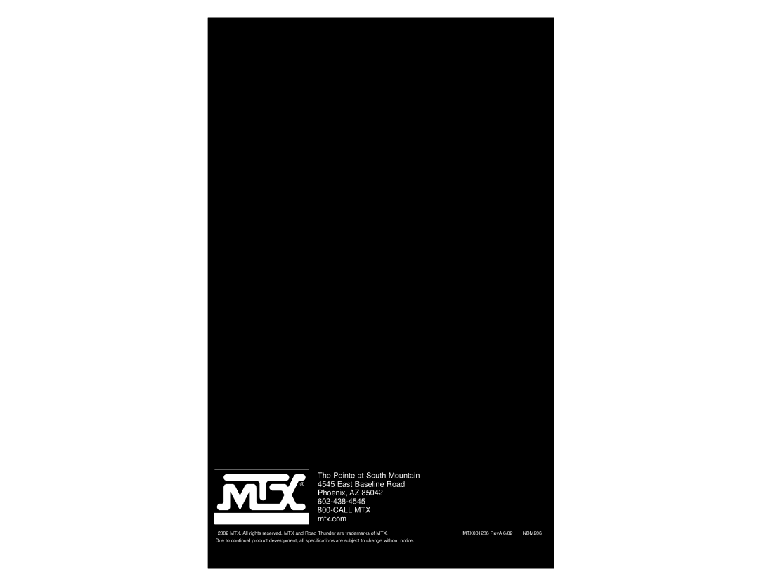 MTX Audio RT251D owner manual 