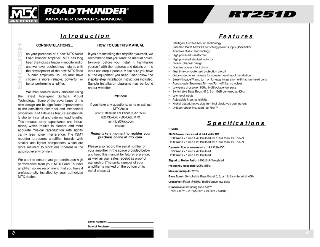 MTX Audio RT251D owner manual Congratulations, HOW to USE this Manual, Better performing amplifier 