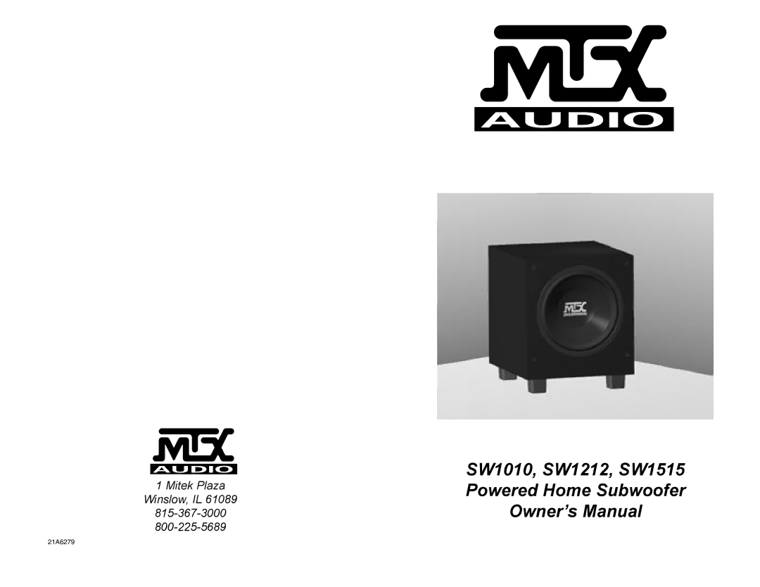 MTX Audio owner manual SW1010, SW1212, SW1515 Powered Home Subwoofer 