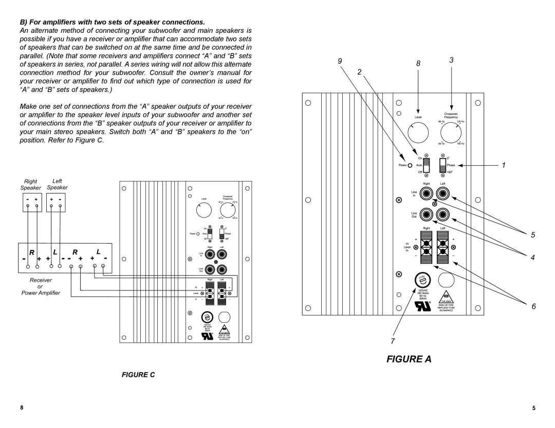 MTX Audio SW2 owner manual For amplifiers with two sets of speaker connections, + + L - R + + L 