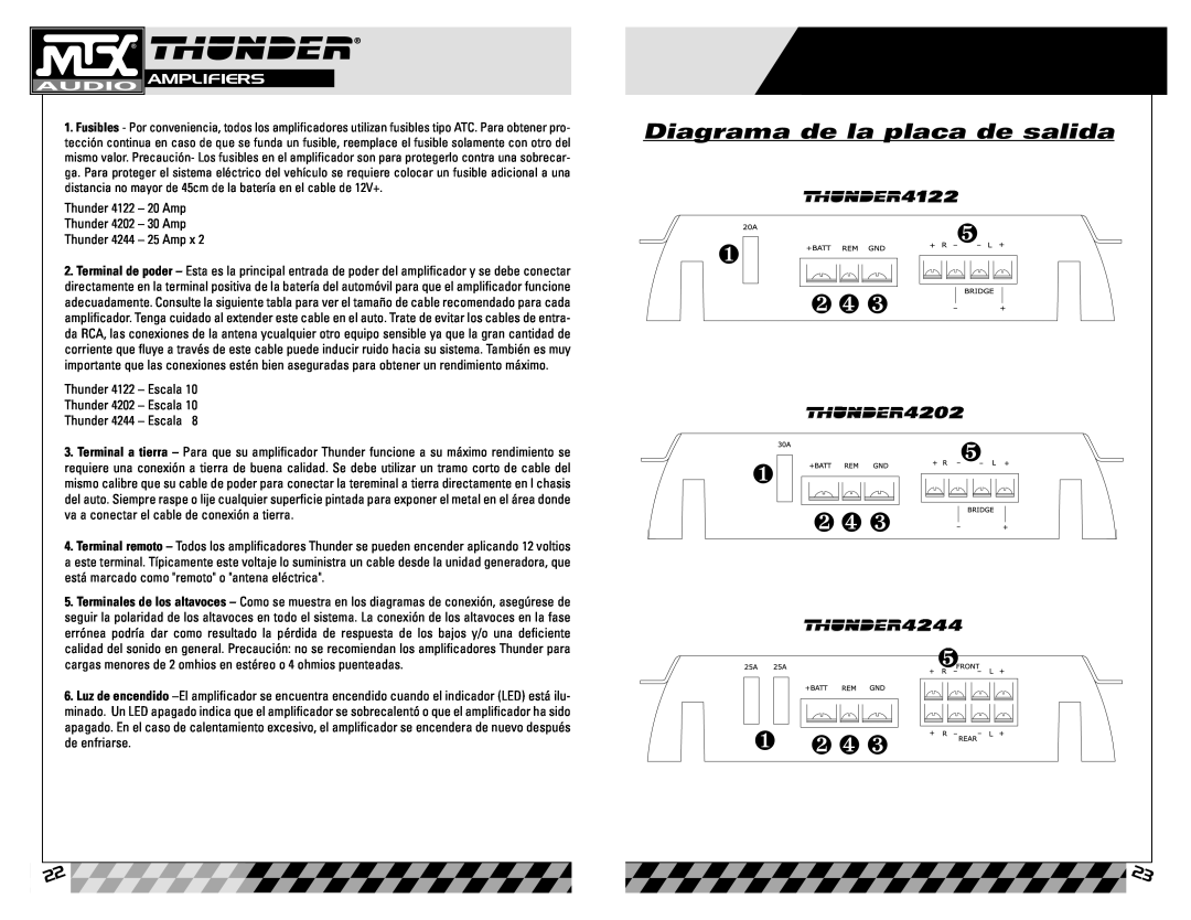 MTX Audio Thunder4244 Diagrama de la placa de salida, Thunder 4122 - Escala Thunder 4202 - Escala, Thunder 4244 - Escala 