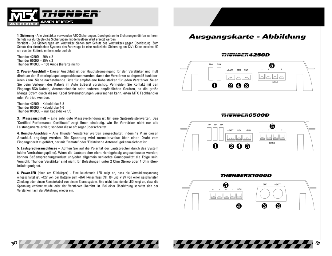 MTX Audio Thunder6500D, Thunder81000D, Thunder4250D owner manual ❷ ❹ ❷ ❹ ❸ 