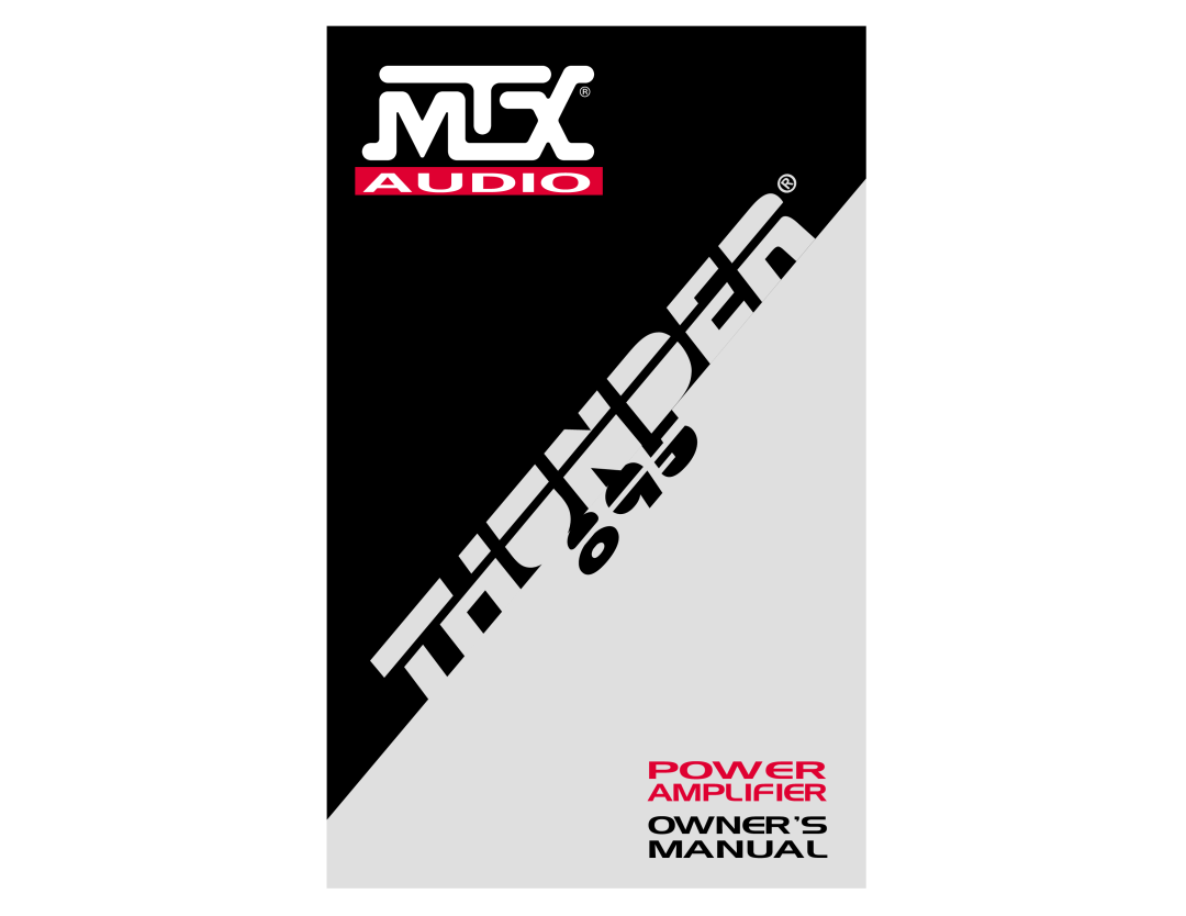 MTX Audio THUNDER895 owner manual Power, Manual, Amplifier Owner’S 