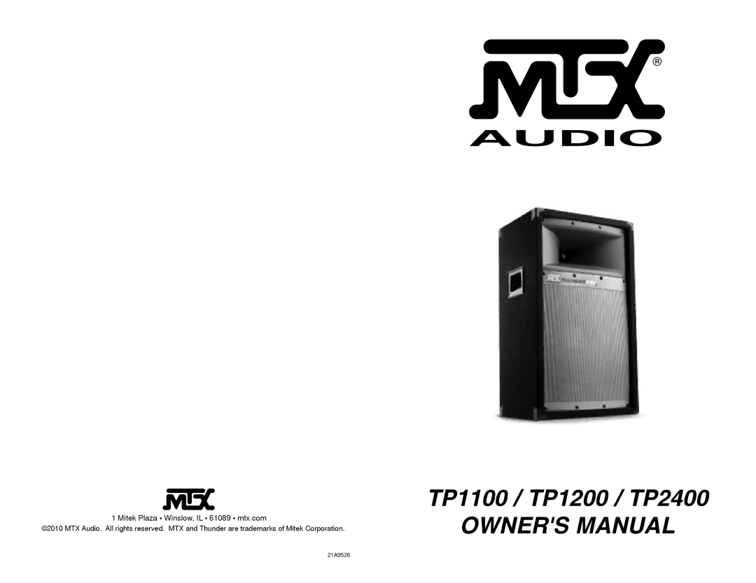 MTX Audio owner manual TP1100 / TP1200 / TP2400 