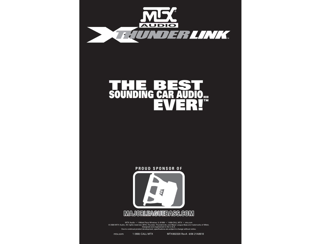 MTX Audio XT110P owner manual O U D S P O N S O R O F 