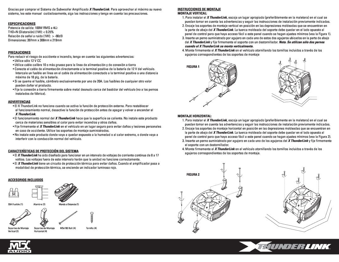 MTX Audio XT110P Especificaciones, Precauciones, Advertencias, X ThunderLink, Características De Protección Del Sistema 