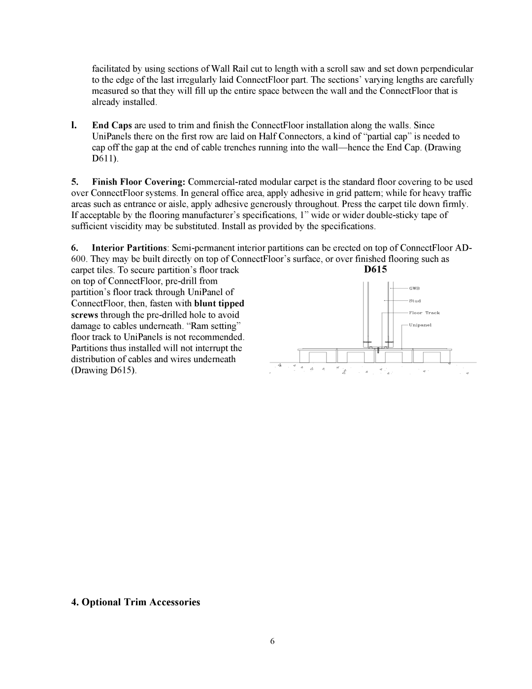 Multi-Link AD-600, ConnectFloor manual D615, Optional Trim Accessories 