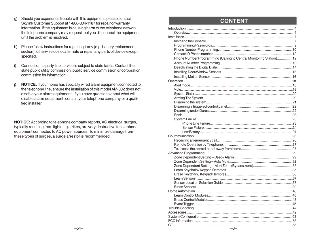 Multi-Link ML-001 Content, Operation, Disarming a triggered control panel, Learn Control Modules, System Configuration 