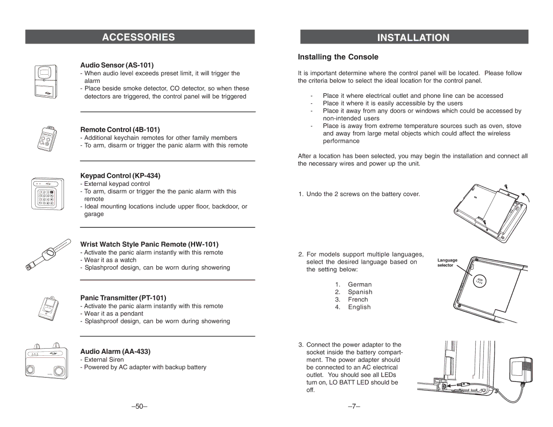 Multi-Link ML-001, ML-100 manual Installation, Installing the Console 